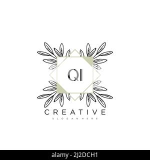 QI Initial Letter Flower Logo Template Vector premium vector Stock Vector