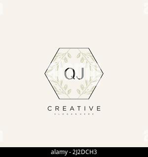 QJ Initial Letter Flower Logo Template Vector premium vector Stock Vector