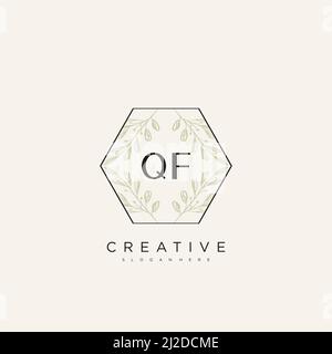 QF Initial Letter Flower Logo Template Vector premium vector Stock Vector