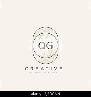 QG Initial Letter Flower Logo Template Vector premium vector Stock Vector
