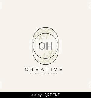 QH Initial Letter Flower Logo Template Vector premium vector Stock Vector