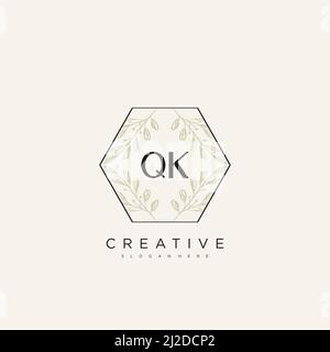 QK Initial Letter Flower Logo Template Vector premium vector Stock Vector