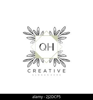 QH Initial Letter Flower Logo Template Vector premium vector Stock Vector