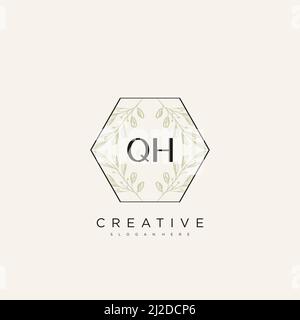 QH Initial Letter Flower Logo Template Vector premium vector Stock Vector