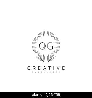 QG Initial Letter Flower Logo Template Vector premium vector Stock Vector