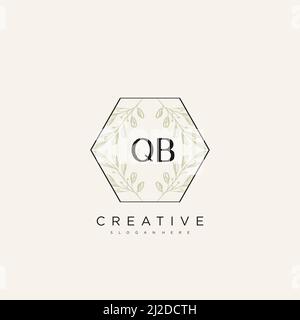 QB Initial Letter Flower Logo Template Vector premium vector Stock Vector
