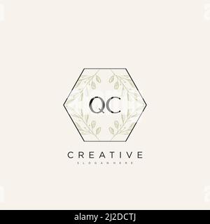 QC Initial Letter Flower Logo Template Vector premium vector Stock Vector