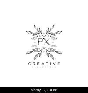 PX Initial Letter Flower Logo Template Vector premium vector Stock Vector