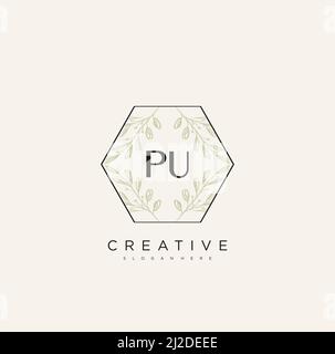 PU Initial Letter Flower Logo Template Vector premium vector Stock Vector