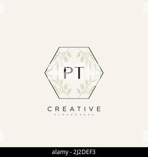 PT Initial Letter Flower Logo Template Vector premium vector Stock Vector