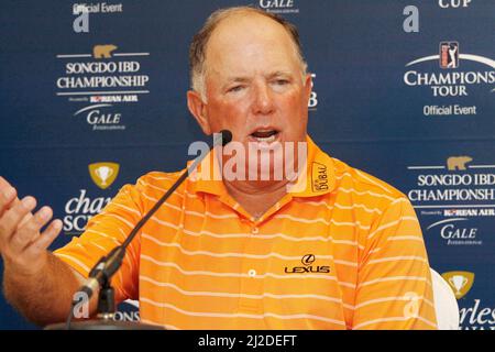 Sep 5, 2011-Incheon, South Korea-Mark O'mera attend press conference during the PGA Tour Songdo IBD Championship in Incheon, west of Seoul, on Sep 5, 2011, South Korea. The Songdo IBD Championship is a golf tournament on the Champions Tour. It was played for the first time as the Posco E&C Songdo Championship in September 2010 at the Jack Nicklaus Golf Club Korea in Songdo, South Korea. It was the Champions Tour's first tournament in Asia. The purse in 2010 was US$3,000,000, with $450,000 going to the winner. This was the largest purse ever for a Champions Tour event. Stock Photo