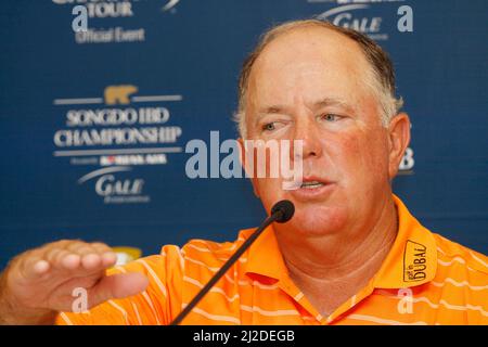 Sep 5, 2011-Incheon, South Korea-Mark O'mera attend press conference during the PGA Tour Songdo IBD Championship in Incheon, west of Seoul, on Sep 5, 2011, South Korea. The Songdo IBD Championship is a golf tournament on the Champions Tour. It was played for the first time as the Posco E&C Songdo Championship in September 2010 at the Jack Nicklaus Golf Club Korea in Songdo, South Korea. It was the Champions Tour's first tournament in Asia. The purse in 2010 was US$3,000,000, with $450,000 going to the winner. This was the largest purse ever for a Champions Tour event. Stock Photo