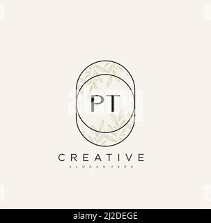 PT Initial Letter Flower Logo Template Vector premium vector Stock Vector