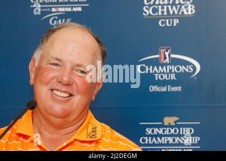 Sep 5, 2011-Incheon, South Korea-Mark O'mera attend press conference during the PGA Tour Songdo IBD Championship in Incheon, west of Seoul, on Sep 5, 2011, South Korea. The Songdo IBD Championship is a golf tournament on the Champions Tour. It was played for the first time as the Posco E&C Songdo Championship in September 2010 at the Jack Nicklaus Golf Club Korea in Songdo, South Korea. It was the Champions Tour's first tournament in Asia. The purse in 2010 was US$3,000,000, with $450,000 going to the winner. This was the largest purse ever for a Champions Tour event. Stock Photo