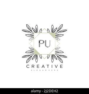 PU Initial Letter Flower Logo Template Vector premium vector Stock Vector