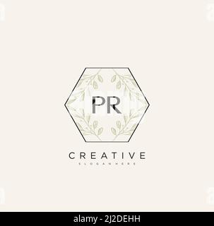 PR Initial Letter Flower Logo Template Vector premium vector Stock Vector