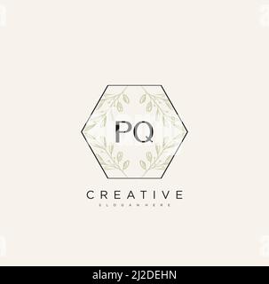 PQ Initial Letter Flower Logo Template Vector premium vector Stock Vector