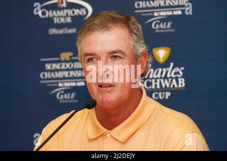 Sep 5, 2011-Incheon, South Korea-Russ Cochran attend press conference during the PGA Tour Songdo IBD Championship in Incheon, west of Seoul, on Sep 5, 2011, South Korea. The Songdo IBD Championship is a golf tournament on the Champions Tour. It was played for the first time as the Posco E&C Songdo Championship in September 2010 at the Jack Nicklaus Golf Club Korea in Songdo, South Korea. It was the Champions Tour's first tournament in Asia. The purse in 2010 was US$3,000,000, with $450,000 going to the winner. This was the largest purse ever for a Champions Tour event. Stock Photo