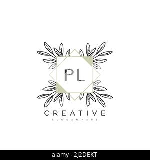 PL Initial Letter Flower Logo Template Vector premium vector Stock Vector