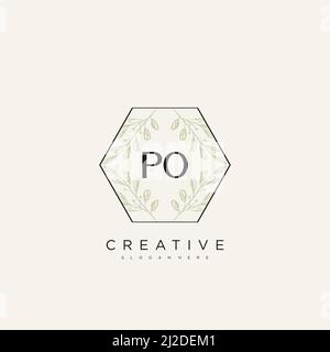 PO Initial Letter Flower Logo Template Vector premium vector Stock Vector