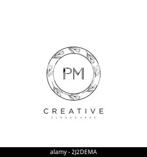 Pm initial letter gold calligraphic feminine Vector Image