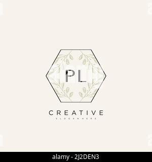 PL Initial Letter Flower Logo Template Vector premium vector Stock Vector
