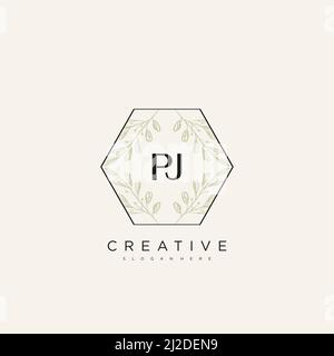 PJ Initial Letter Flower Logo Template Vector premium vector Stock Vector