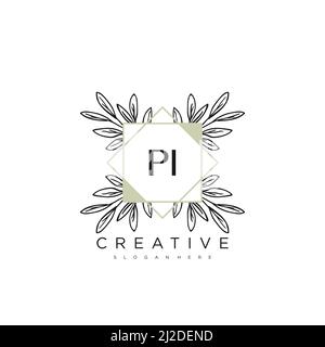 PI Initial Letter Flower Logo Template Vector premium vector Stock Vector