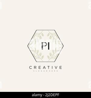 PI Initial Letter Flower Logo Template Vector premium vector Stock Vector