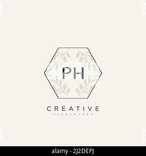 PH Initial Letter Flower Logo Template Vector premium vector Stock Vector