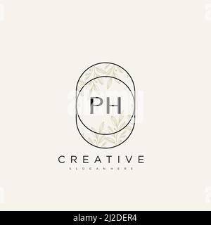 PH Initial Letter Flower Logo Template Vector premium vector Stock Vector