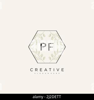 PF Initial Letter Flower Logo Template Vector premium vector Stock Vector