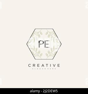 PE Initial Letter Flower Logo Template Vector premium vector Stock Vector
