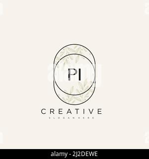 PI Initial Letter Flower Logo Template Vector premium vector Stock Vector