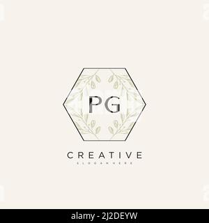 PG Initial Letter Flower Logo Template Vector premium vector Stock Vector