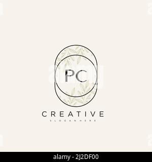 PC Initial Letter Flower Logo Template Vector premium vector Stock Vector
