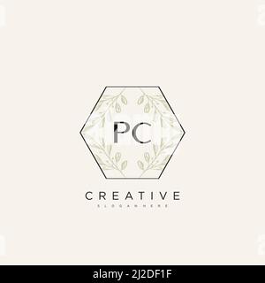 PC Initial Letter Flower Logo Template Vector premium vector Stock Vector