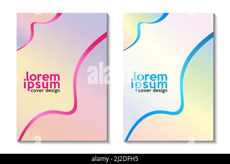 Minimal and Elegant covers design. Glossy Abstract Wave Background in Pastel Color Gradient Stock Vector