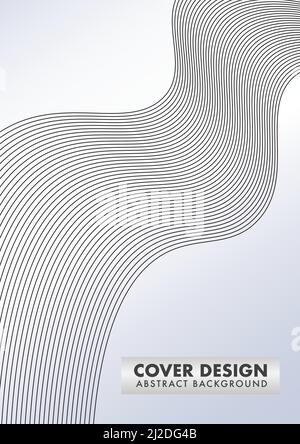 Abstract Monochrome Wave Line. Minimal Retro Cover Design Template Stock Vector