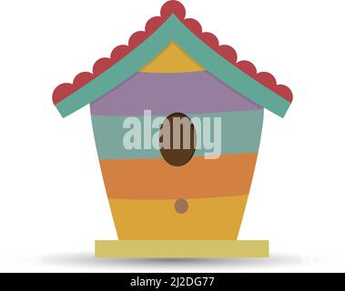 Colorful bird house on a white background Stock Vector