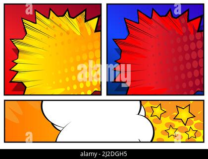 Abstract Comics Background. Poster, banner, flyer, cover. Comic book elements. Retro pop art style backdrop. Stock Vector