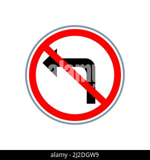 Traffic icon symbols white background. Right sign and left sign no parking, up, down, stop, go Stock Photo