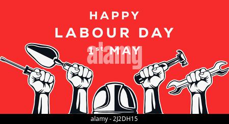 labour day hand drawn background illustration Stock Vector