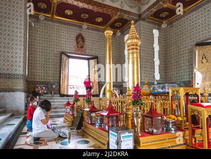 Bangkok, Thailand - Mar 29, 2022: The generality in the temple of  Bangkok City Pillar Shrine or Wat Lak Muang when people come to pray for good fortu