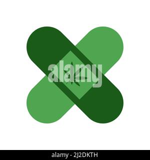 Cannabis plaster vector icon on white background Stock Vector