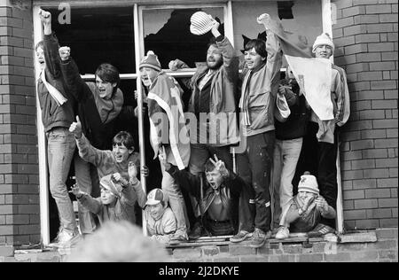 Liverpool FC, Homecoming Victory Parade after winning the FA Cup, and completing a League and Cup double, Sunday 11th May 1986. Stock Photo