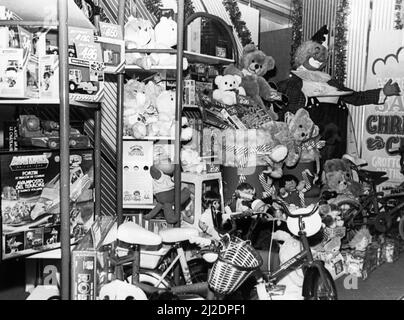 The toy department at the Co-Op store in East Street, Derby in the build up to Christmas. November 1985 Stock Photo