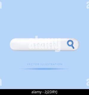Search bar icon. Navigation search for browser. 3d vector in cartoon minimal style Stock Vector
