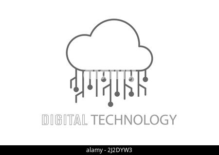 icon of the virtual network or electronic cloud. Vector illustration for a web site, web application or technology company. Stock Vector