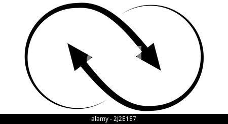 Icon infinite sign of two arrows, sync recycle, interaction synergy logo Stock Vector